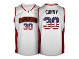 2016 US Flag Fashion Men's Davidson Wildcat Stephen Curry #30 College Basketball Jerseys - White