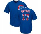 Chicago Cubs #17 Kris Bryant Authentic Royal Blue Team Logo Fashion Cool Base Baseball Jersey