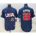 USA Baseball #22 Clayton Kershaw Number 2023 Navy World Baseball Classic Stitched Jersey
