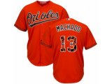 Baltimore Orioles #13 Manny Machado Authentic Orange Team Logo Fashion Cool Base MLB Jersey