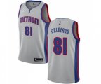 Detroit Pistons #81 Jose Calderon Authentic Silver Basketball Jersey Statement Edition