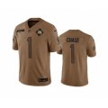 Cincinnati Bengals #1 Ja'Marr Chase 2023 Brown Salute To Service Limited Football Stitched Jersey