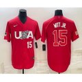 USA Baseball #15 Bobby Witt Jr Number 2023 Red World Baseball Classic Stitched Jerseys