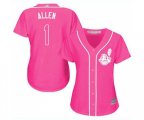 Women's Cleveland Indians #1 Greg Allen Authentic Pink Fashion Cool Base Baseball Jersey