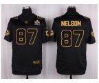 Green Bay Packers #87 Jordy Nelson Black Pro Line Gold Collection Jersey