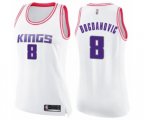 Women's Sacramento Kings #8 Bogdan Bogdanovic Swingman White Pink Fashion Basketball Jersey
