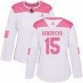 Women's Minnesota Wild #15 Matt Hendricks Authentic White Pink Fashion NHL Jersey