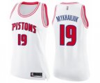 Women's Detroit Pistons #19 Sviatoslav Mykhailiuk Swingman White Pink Fashion Basketball Jersey