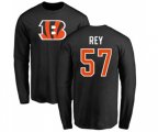 Cincinnati Bengals #57 Vincent Rey Black Name & Number Logo Long Sleeve T-Shirt