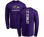 Baltimore Ravens #79 Ronnie Stanley Purple Backer Long Sleeve T-Shirt