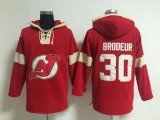 New Jersey Devils #30 Martin Brodeur red jerseys(pullover hooded sweatshirt)