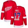Detroit Red Wings #17 Brett Hull Authentic Red USA Flag Fashion NHL Jersey