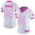 Women Buffalo Bills #24 Leonard Johnson Limited White Pink Rush Fashion NFL Jersey