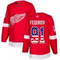 Detroit Red Wings #91 Sergei Fedorov Authentic Red USA Flag Fashion NHL Jersey