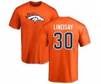 Denver Broncos #30 Phillip Lindsay Orange Name & Number Logo T-Shirt