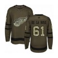 Detroit Red Wings #61 Jacob de la Rose Authentic Green Salute to Service Hockey Jersey