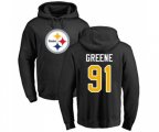Pittsburgh Steelers #91 Kevin Greene Black Name & Number Logo Pullover Hoodie