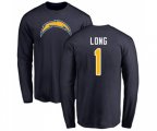 Los Angeles Chargers #1 Ty Long Navy Blue Name & Number Logo Long Sleeve T-Shirt