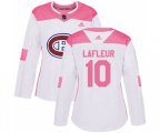 Women Montreal Canadiens #10 Guy Lafleur Authentic White Pink Fashion NHL Jersey