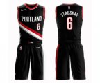 Portland Trail Blazers #6 Nik Stauskas Swingman Black Basketball Suit Jersey - Icon Edition