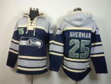 Seattle Seahawks #25 Richard Sherman grey-blue[pullover hooded sweatshirt]