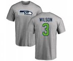 Seattle Seahawks #3 Russell Wilson Ash Name & Number Logo T-Shirt