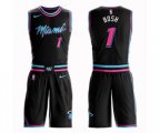 Miami Heat #1 Chris Bosh Authentic Black Basketball Suit Jersey - City Edition