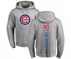 MLB Nike Chicago Cubs #40 Willson Contreras Ash Backer Pullover Hoodie