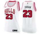 Women's Chicago Bulls #23 Michael Jordan Swingman White Pink Fashion Basketball Jersey