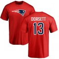 New England Patriots #13 Phillip Dorsett Red Name & Number Logo T-Shirt