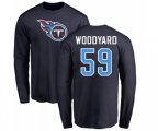 Tennessee Titans #59 Wesley Woodyard Navy Blue Name & Number Logo Long Sleeve T-Shirt