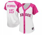 Women's Boston Red Sox #15 Dustin Pedroia Replica White Pink Splash Fashion Baseball Jersey
