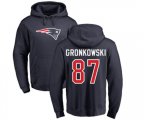 New England Patriots #87 Rob Gronkowski Navy Blue Name & Number Logo Pullover Hoodie