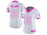 Women Green Bay Packers #30 Jamaal Williams Limited White Pink Rush Fashion NFL Jersey