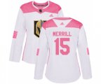 Women Vegas Golden Knights #15 Jon Merrill Authentic White Pink Fashion NHL Jersey