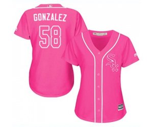 Women\'s Chicago White Sox #58 Miguel Gonzalez Authentic Pink Fashion Cool Base Baseball Jersey