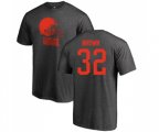 Cleveland Browns #32 Jim Brown Ash One Color T-Shirt