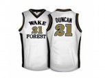 Wake Forest Demon Deacons Tim Duncan #21 College Basketball Throwback Jersey - White