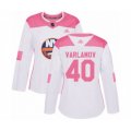 Women New York Islanders #40 Semyon Varlamov Authentic White Pink Fashion Hockey Jersey