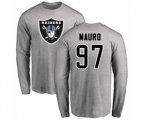 Oakland Raiders #97 Josh Mauro Ash Name & Number Logo Long Sleeve T-Shirt