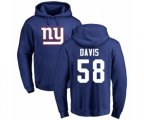 New York Giants #58 Tae Davis Royal Blue Name & Number Logo Pullover Hoodie