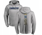 Los Angeles Chargers #14 Dan Fouts Ash Backer Pullover Hoodie