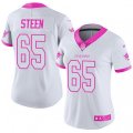 Women Miami Dolphins #65 Anthony Steen Limited White Pink Rush Fashion NFL Jersey