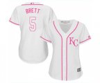 Women's Kansas City Royals #5 George Brett Authentic White Fashion Cool Base Baseball Jersey