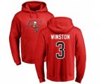 Tampa Bay Buccaneers #3 Jameis Winston Red Name & Number Logo Pullover Hoodie