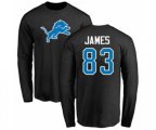 Detroit Lions #83 Jesse James Black Name & Number Logo Long Sleeve T-Shirt