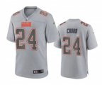 Cleveland Browns #24 Nick Chubb Gray Atmosphere Fashion Stitched Game Jersey