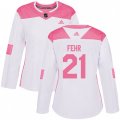 Women's Minnesota Wild #21 Eric Fehr Authentic White Pink Fashion NHL Jersey