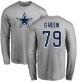 Dallas Cowboys #79 Chaz Green Ash Name & Number Logo Long Sleeve T-Shirt