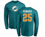 Miami Dolphins #25 Xavien Howard Aqua Green Name & Number Logo Long Sleeve T-Shirt